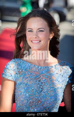 Sofia Hellqvist arrives at the M/S Stockholm ship for her pre-wedding party in Stockholm, Sweden, 12 June 2015. Photo: Patrick van Katwijk / NETHERLANDS OUT POINT DE VUE OUT   - NO WIRE SERVICE - Stock Photo