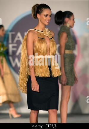 Tahiti. 12th June, 2015. A model on the catwalk at Tahiti Fashion Week in Papeete, Tahiti on Friday June 12, 2015 Credit: © KELLY FAJACK/Alamy Live News  Stock Photo