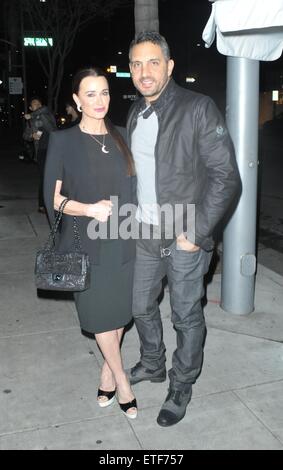 Kyle Richards and Guraish Aldjufrie have dinner at The Palms in Beverly Hills  Featuring: Kyle Richards, Guraish Aldjufrie Where: Los Angeles, California, United States When: 07 Feb 2015 Credit: MONEY$HOT/WENN.wom Stock Photo