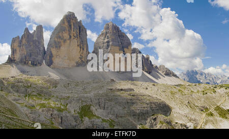 Panoramic image of Tre cime di Lavaredo, Dolomites, Italy. Stock Photo