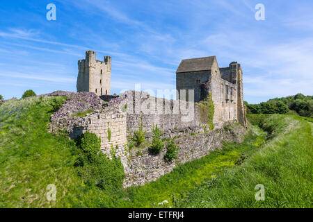 The ruins of medieval Helmsley Castle, Helmsley, North Yorkshire, England, UK Stock Photo