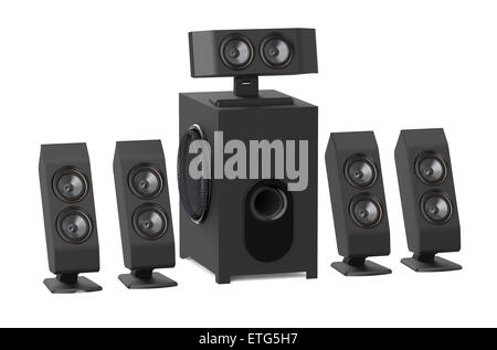 loudspeakers with subwoofer isolated on white background Stock Photo