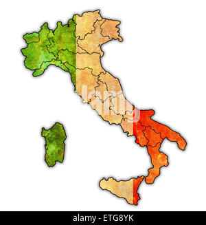 regions with borders on administration map of italy Stock Photo