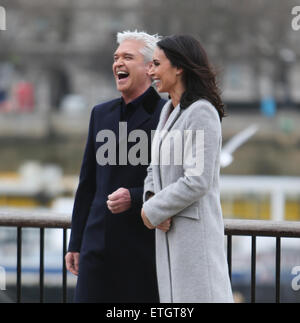 Christine Bleakley and Philip Schofield filming This Morning on the ...