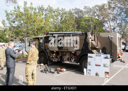 australian military fire truck tender at the Avalon Beach military tattoo,sydney northern beaches,australia Stock Photo