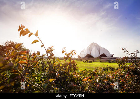Lotus temple at sunset in New Delhi, India Stock Photo