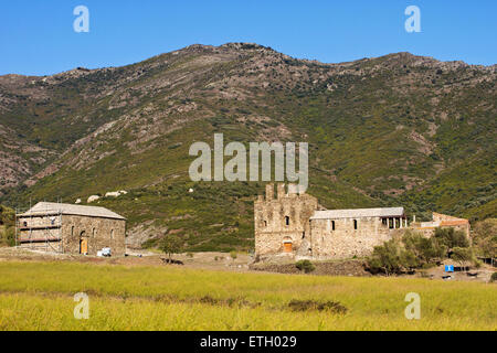 Sant Quirze de Colera monastery. Benedictine Abbey. X century. Stock Photo