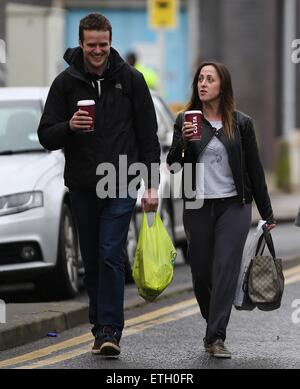 A make up free Natalie Cassidy and her boyfriend Marc Humphreys arrive at BBC Elstree after grabbing some coffee.  Featuring: Natalie Cassidy, Marc Humphreys Where: London, United Kingdom When: 20 Feb 2015 Credit: WENN.com Stock Photo