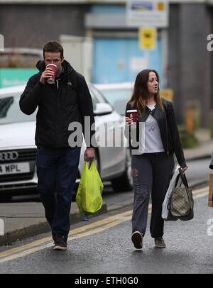 A make up free Natalie Cassidy and her boyfriend Marc Humphreys arrive at BBC Elstree after grabbing some coffee.  Featuring: Natalie Cassidy, Marc Humphreys Where: London, United Kingdom When: 20 Feb 2015 Credit: WENN.com Stock Photo