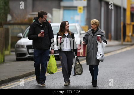 A make up free Natalie Cassidy and her boyfriend Marc Humphreys arrive at BBC Elstree after grabbing some coffee.  Featuring: Natalie Cassidy, Marc Humphreys Where: London, United Kingdom When: 20 Feb 2015 Credit: WENN.com Stock Photo