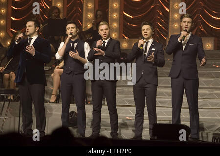 'Britain's Got Talent' winners Collabro headline at the Scottish Exhibition and Conference Centre (SECC)  Featuring: Michael Auger, Richard Hadfield, Jamie Lambert, Matt Pagan, Thomas Redgrave, Collabro Where: Glasgow, Scotland, United Kingdom When: 20 Feb 2015 Credit: Peter Kaminski/WENN.com Stock Photo