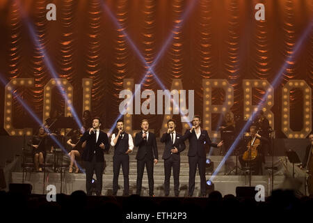 'Britain's Got Talent' winners Collabro headline at the Scottish Exhibition and Conference Centre (SECC)  Featuring: Michael Auger, Richard Hadfield, Jamie Lambert, Matt Pagan, Thomas Redgrave, Collabro Where: Glasgow, Scotland, United Kingdom When: 20 Feb 2015 Credit: Peter Kaminski/WENN.com Stock Photo