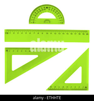 Set of multiple plastic rulers Stock Photo