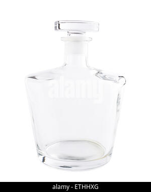 Empty glass decanter carafe isolated Stock Photo