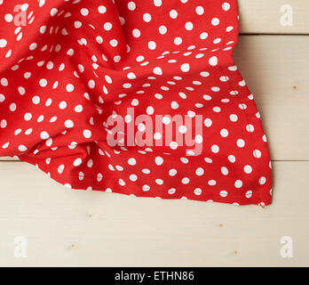 Tablecloth or towel over the wooden table Stock Photo