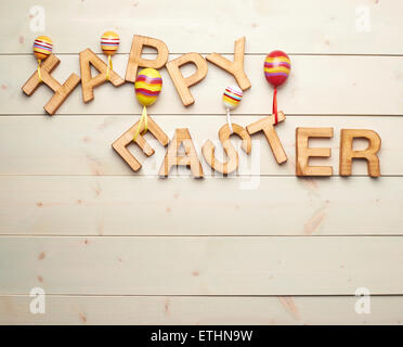 Easter wooden letter composition Stock Photo