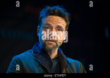 Richard Harrington actor reading on stage during The Josephine Hart Poetry Hour at Hay Festival 2015 Stock Photo