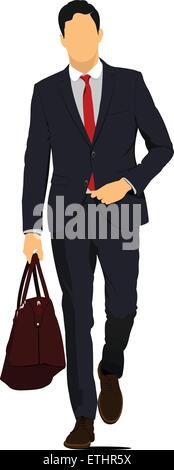 Young handsome man with brown bag. Businessman.Vector illustration Stock Vector