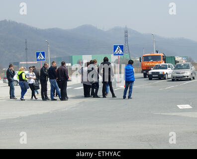 students waiting for a driving test in a driving school in russia Stock Photo