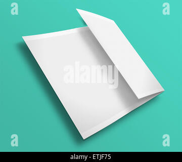 Blank trifold brochure / zigzag folded flyeron  trendy background with shadows. Highly detailed illustration. Stock Photo