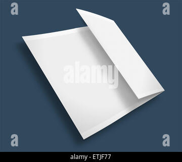 Blank trifold brochure / zigzag folded flyeron  trendy background with shadows. Highly detailed illustration. Stock Photo