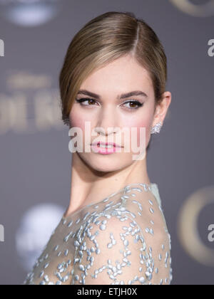 Celebrities attend Premiere of Disney's 'Cinderella' at at the El Capitan Theatre  Featuring: Lily James Where: Los Angeles, California, United States When: 02 Mar 2015 Credit: Brian To/WENN.com Stock Photo