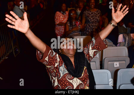 London,  UK. 13th June, 2015. Around 3000 attends the Gospel Fest 2015 preforms by Gospel music icon Kirk Franklin an Americ performs anticipated and critically acclaimed Explosive & Dynamic Gospel Ministry in the Copper Box Arena, Queen Elizabeth Olympic Park. Credit:  See Li/Alamy Live News Stock Photo