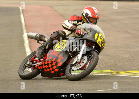 Historic motor-bike racing. Classic Racing Motorcycle Club CRMC - Classic Bike Race Meeting.. Croft Circuit Darlington 2016 Stock Photo