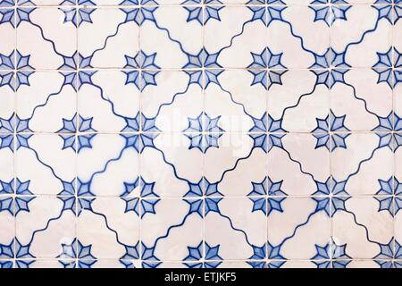 Beautiful patterned Azulejo tiles that can be found on houses in Lisbon Stock Photo