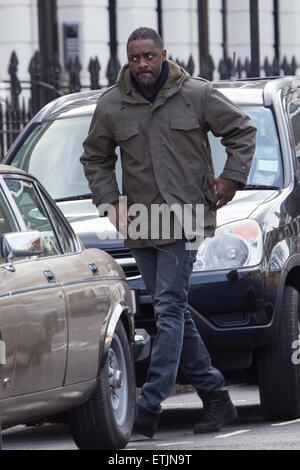 Idris Elba filming scenes for BBC drama series 'Luther' Featuring