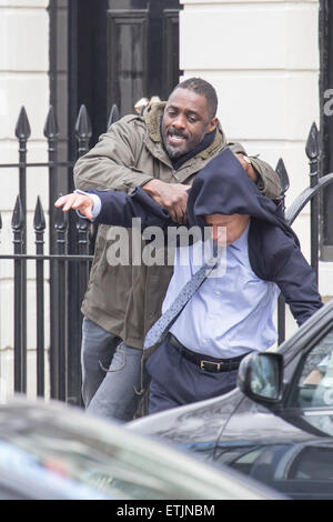 Idris Elba filming scenes for BBC drama series 'Luther' Featuring