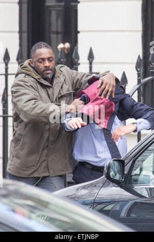 Idris Elba filming scenes for BBC drama series 'Luther' Featuring