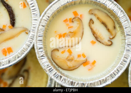 steamed eggs with shiitake mushrooms Stock Photo