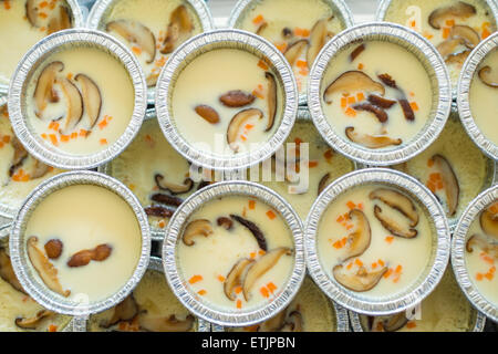 steamed eggs with shiitake mushrooms Stock Photo