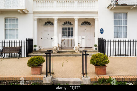 Fortfield Terrace in Sidmouth. A blue plaque denotes the residence of The Grand Dushess Helena of Russia. Built 1790-1794. Stock Photo