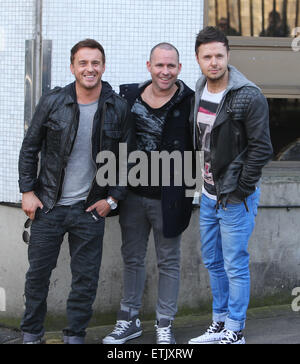 911 outside the the ITV Studios  Featuring: 911, Lee Brennan, Jimmy Constable, Spike Dawbarn Where: London, United Kingdom When: 05 Mar 2015 Credit: Rocky/WENN.com Stock Photo