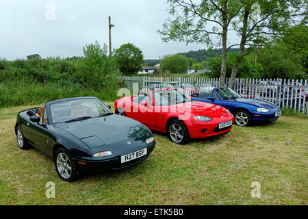 Three Generations of Mazda MX5's Stock Photo