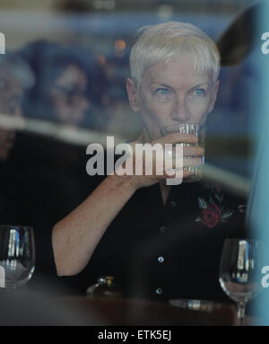 Annie Lennox and Mitchell Besser spotted out to lunch at Mediterraneo restaurant  Featuring: Annie Lennox Where: London, United Kingdom When: 07 Mar 2015 Credit: WENN.com Stock Photo