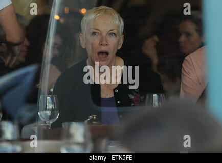 Annie Lennox and Mitchell Besser spotted out to lunch at Mediterraneo restaurant  Featuring: Annie Lennox Where: London, United Kingdom When: 07 Mar 2015 Credit: WENN.com Stock Photo