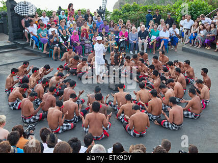 DENPASAR - JULY 27: Traditional Balinese Kecak dance shown in Denpasar, Bali, Indonesia on July 27, 2010. Kecak (also known as R Stock Photo