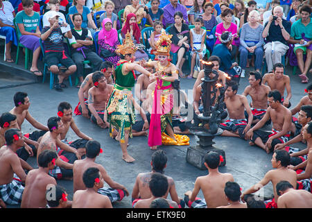 DENPASAR - JULY 27: Traditional Balinese Kecak dance shown in Denpasar, Bali, Indonesia on July 27, 2010. Kecak (also known as R Stock Photo