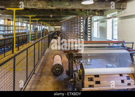 Interior of Quarry Bank Mill, a historic 18thC textile mill in Styal, Cheshire, England, UK Stock Photo