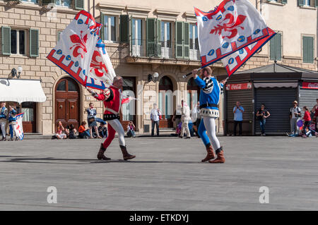 The historic parade before the 2013 Calcio Fiorentino (also known as calcio storico 'historic football') Stock Photo