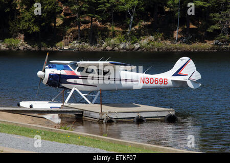 Cessna 195 float plane seaplane. Stock Photo