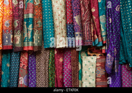 Silky textiles, Mandawa, Shekawati region, Rajasthan India Stock Photo