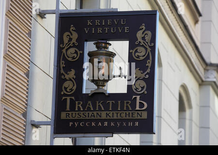 Traktir Russian Restaurant in the Old town of Riga Stock Photo