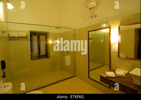 Bathroom, Lalgarh Palace Heritage Hotel, Bikaner, Rajasthan, India Stock Photo