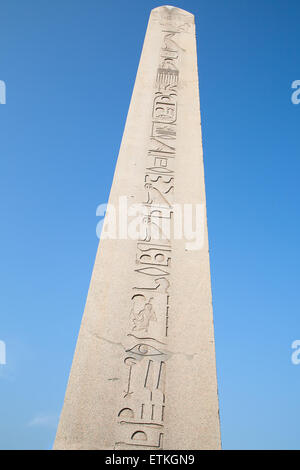Egyptian hieroglyphs on the monument Stock Photo
