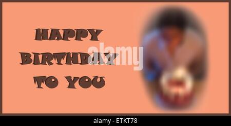 Happy Birthday card with blurred characteristic birthday photo converted into mesh. Stock Vector