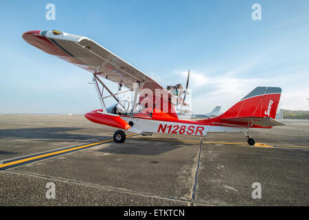 The side view of a Searey seaplane sitting on the runway  USA Stock Photo